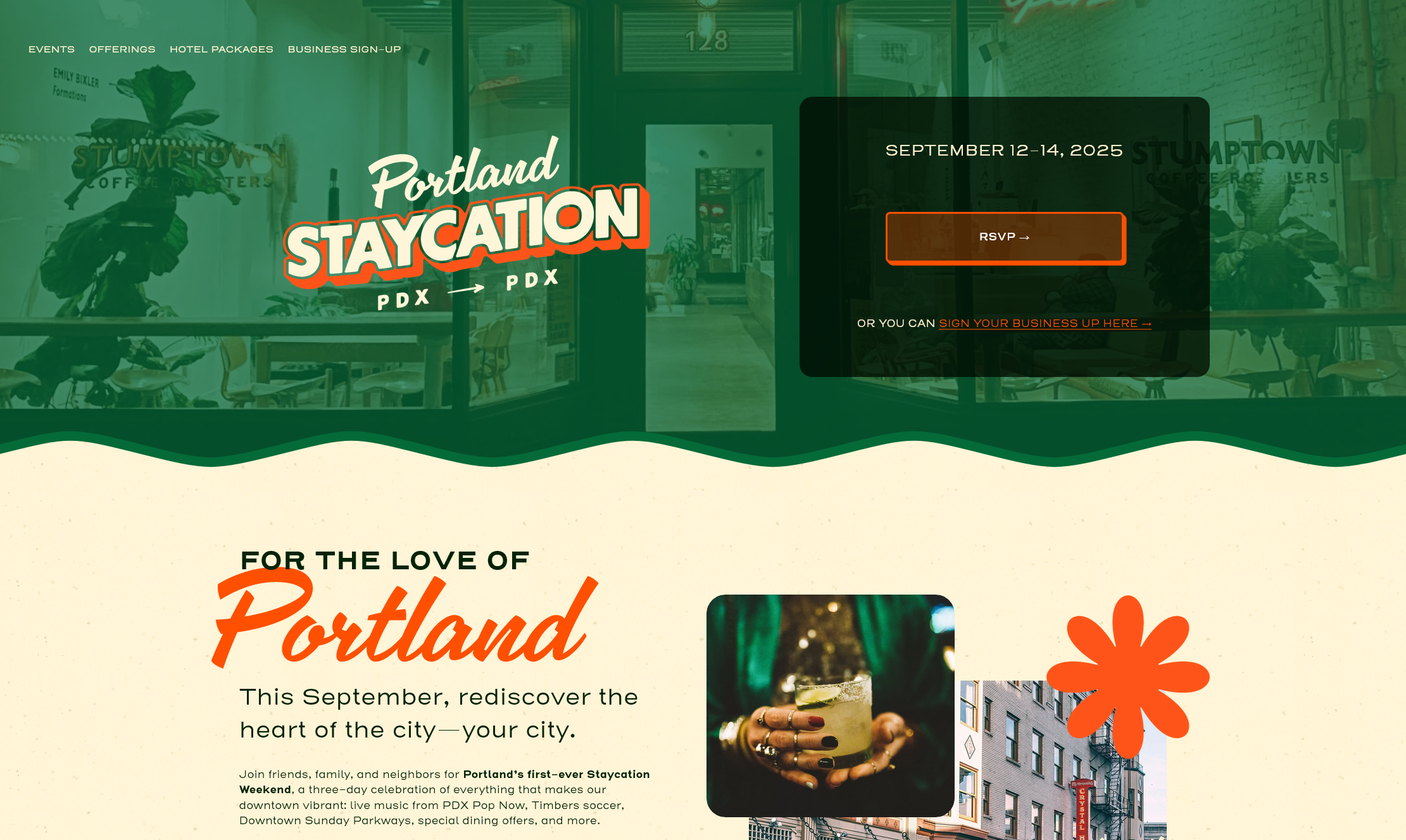 Portland Staycation website — Home
